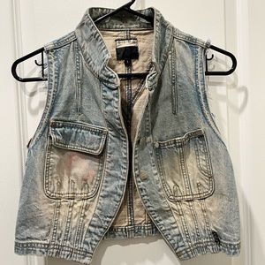 Vintage Distressed Crop Denim vest, size 6